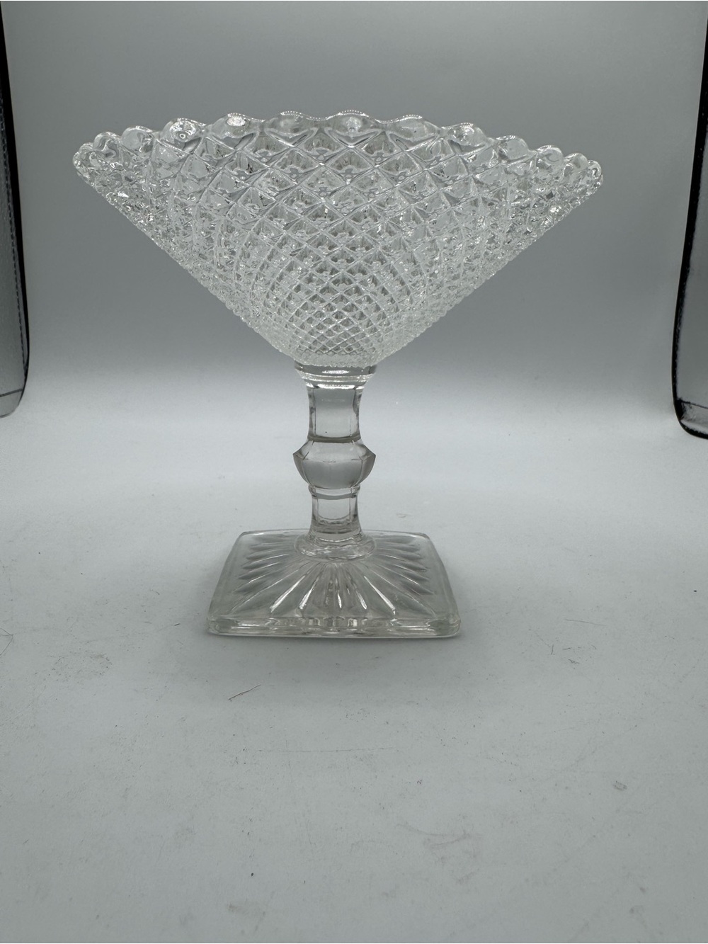 Anchor Hocking Miss America Clear Depression Glass Compote Candy Dish Vintage